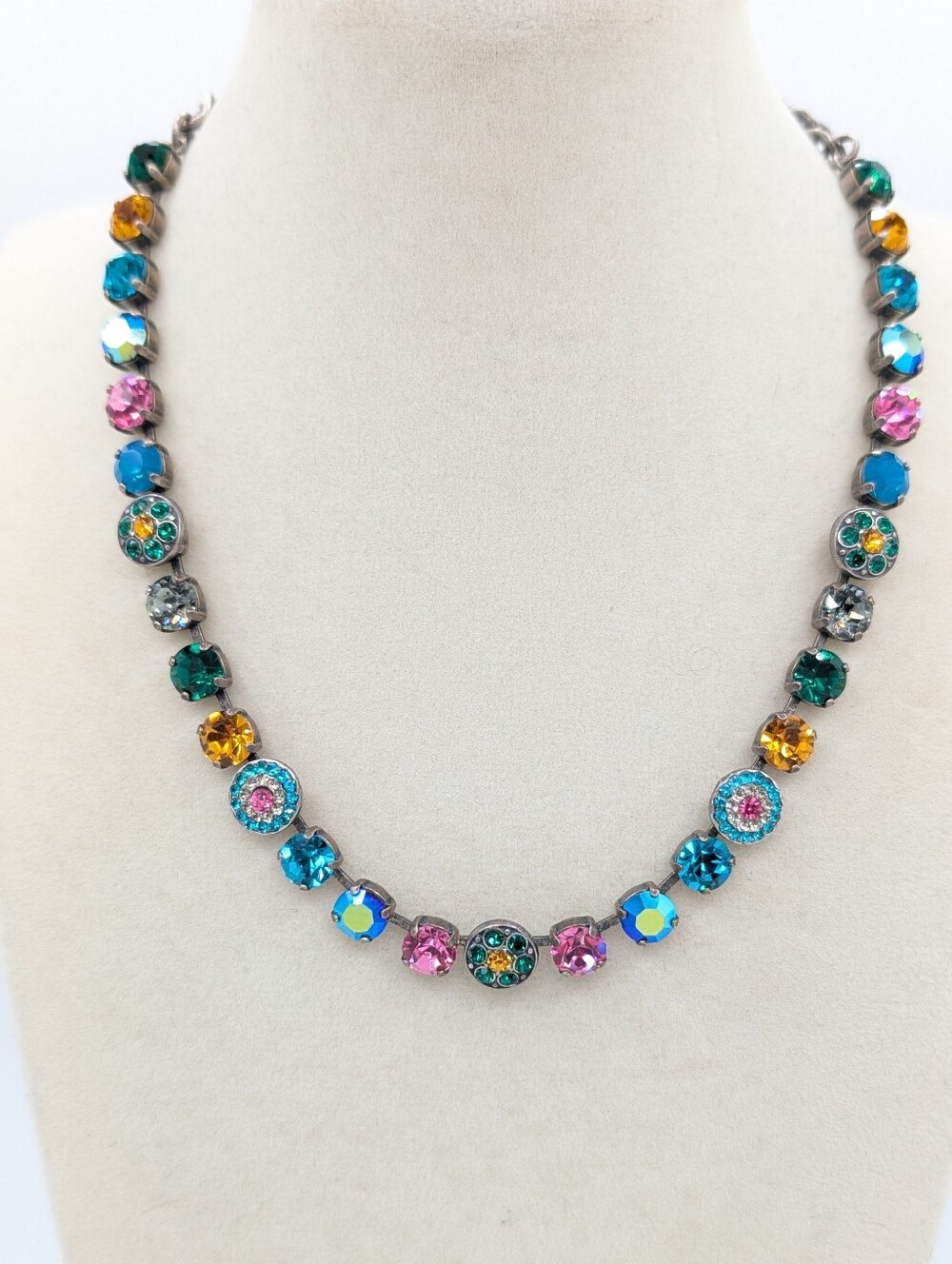 Mariana Medium Pavé Necklace In Antiqued Silver Finish